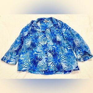 Cathy Daniels Blue Leaf Pattern Shirt